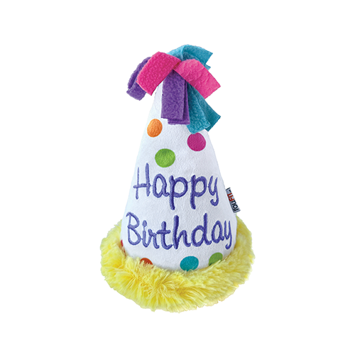 Jouet en peluche froissable foufouBRANDS™ fouFIT™ en forme de chapeau d’anniversaire – Unisexe, 15 cm, pour chien