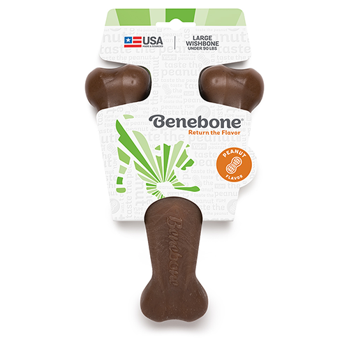 Benebone® Wishbone Saveur Beurre d’arachide, Jouet à mâcher pour chien, Grande taille