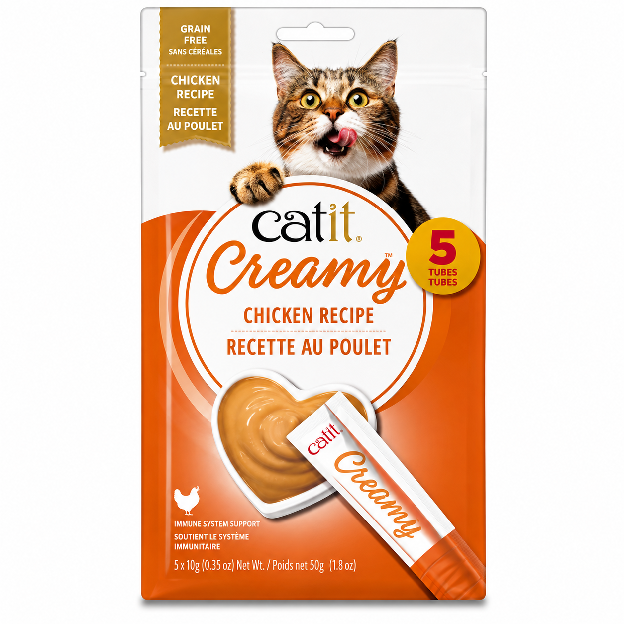 Catit Creamy Régals crémeux, Poulet et foie, paquet de 5
