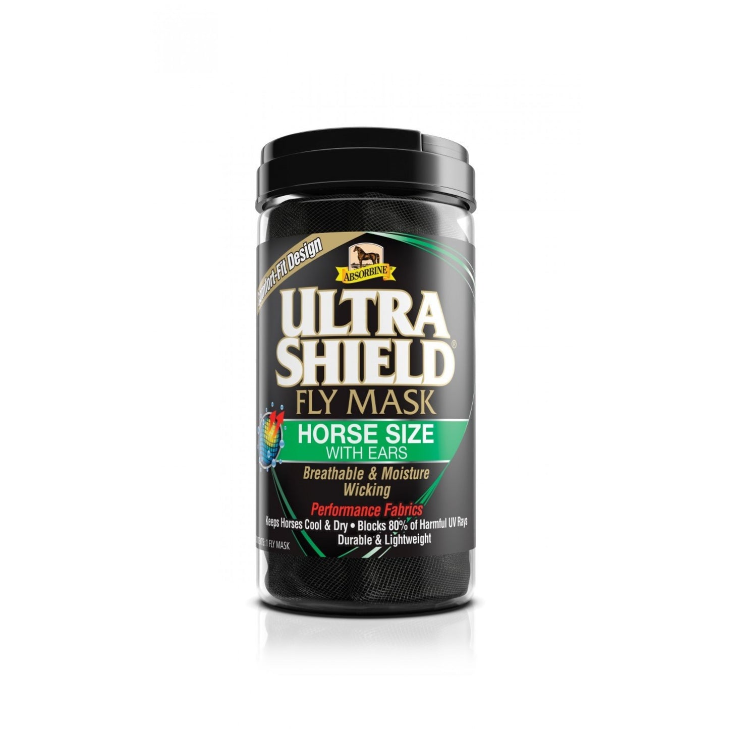 Masque anti-mouches Absorbine UltraShield avec oreilles, pour cheval.