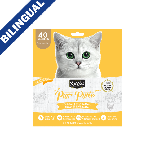 KIT CAT® PURR PURÉES® CHICKEN & FIBER (HAIRBALL) CAT TREAT 40x15gr