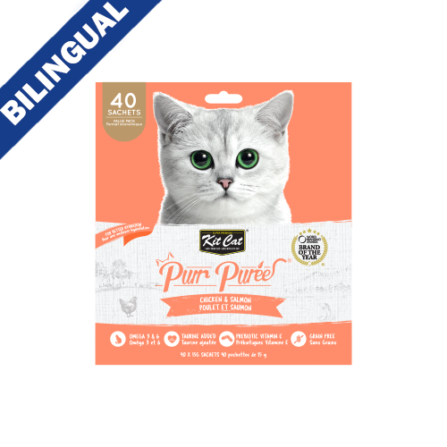 Kit Cat® Purr Purées® Gâterie pou chat Poulet & Saumon 40 X 15g