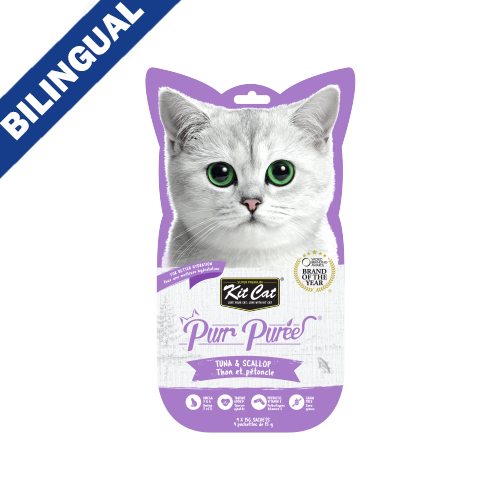 Kit Cat® Purr Purées® Gâterie pour chat Thon & Coquille St-Jacques 4 X 15g