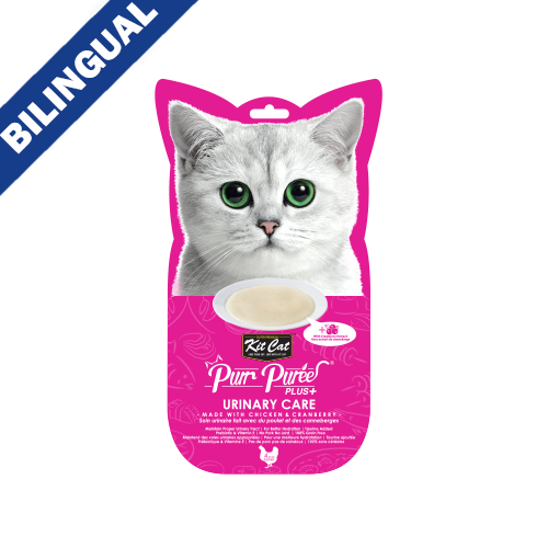 Kit Cat® Purr Purées® Plus+ Gâterie pour chat Soin Urinaire Avec poulet et Canneberges 4 x 15g