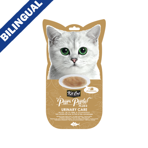 Kit Cat® Purr Purées® PLUS+ Soin Urinaire au Thon et Canneberge pour chats, 4 x 15 g