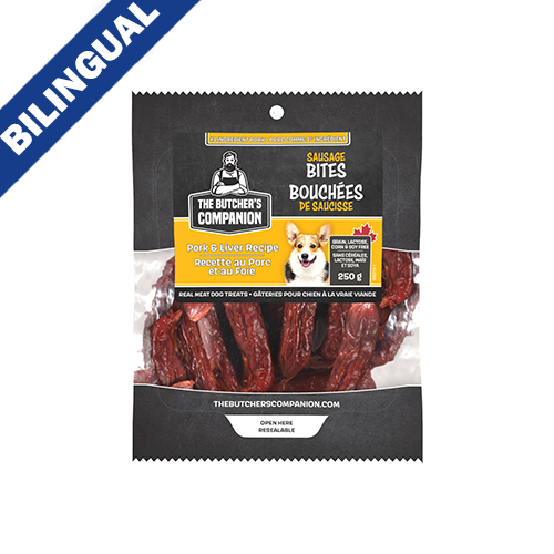The Butcher'S Companion Bouchées de Saucisse Recette au Porc et au Foie, Sac Refermable, 250g
