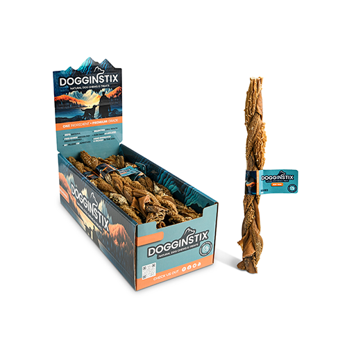 DOGGINSTIX Tripes de Bœuf Tressées 12" – Friandises et Mastications Naturels pour Chiens