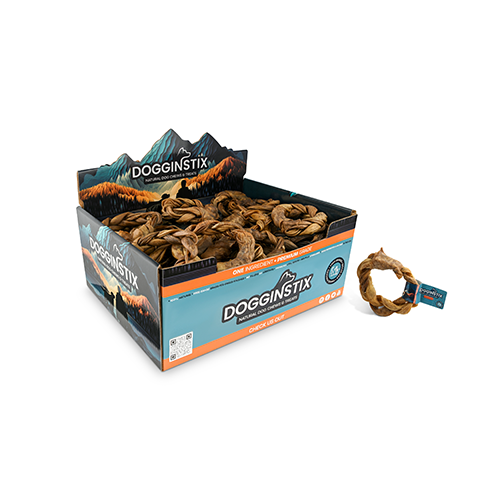 DOGGINSTIX Anneau de Collagène d’Agneau Tressé – Friandises et Mastications Naturels pour Chiens