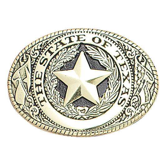 Nocona Boucle de Ceinture Ovale Argentée avec Sceau du Texas