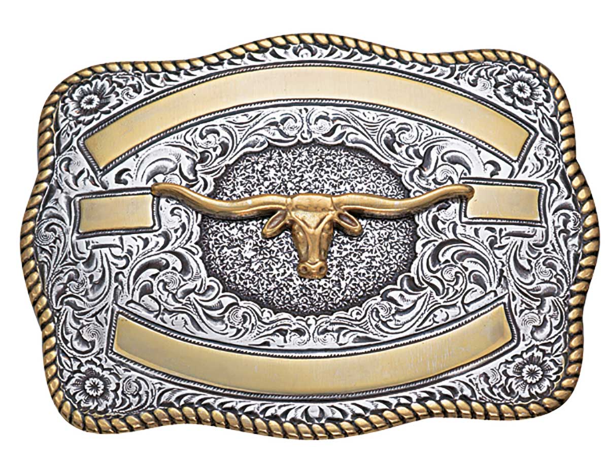 Crumrine Boucle de ceinture  trophée argent/or – Longhorn