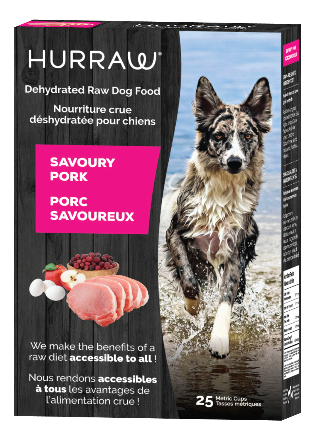 Hurraw Chien Déshytdratée Porc  25 tasses