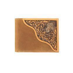 Porte-monnaie 3D pour hommes bipliant croix en croix en relief floral marron