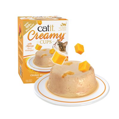 Mousse Catit Creamy Cups, Poulet Avec Mangue, 4 X 25 G