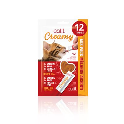 Catit Creamy Régals crémeux, Mélange Assorti, paquet de 12