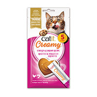 Catit Creamy Gâteries crémeuses à lécher, Poulet et crevette, 5 x 15 g