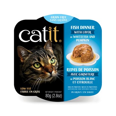 Repas de poisson Catit avec poisson blanc et citrouille, 80 g (2,8 oz)