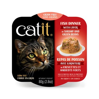 Repas de poisson Catit avec crevettes et haricots verts, 80 g (2,8 oz)