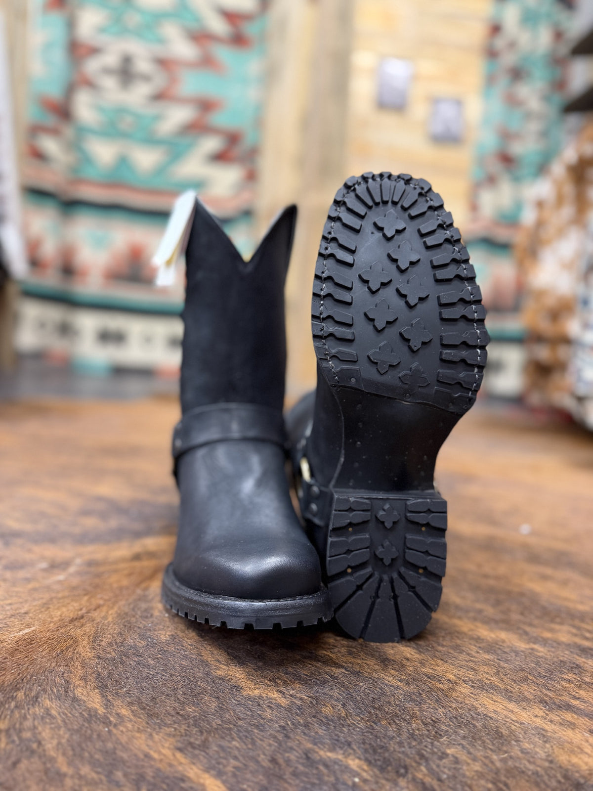Roper Botte Pour Homme Noir Cuir Huilé
