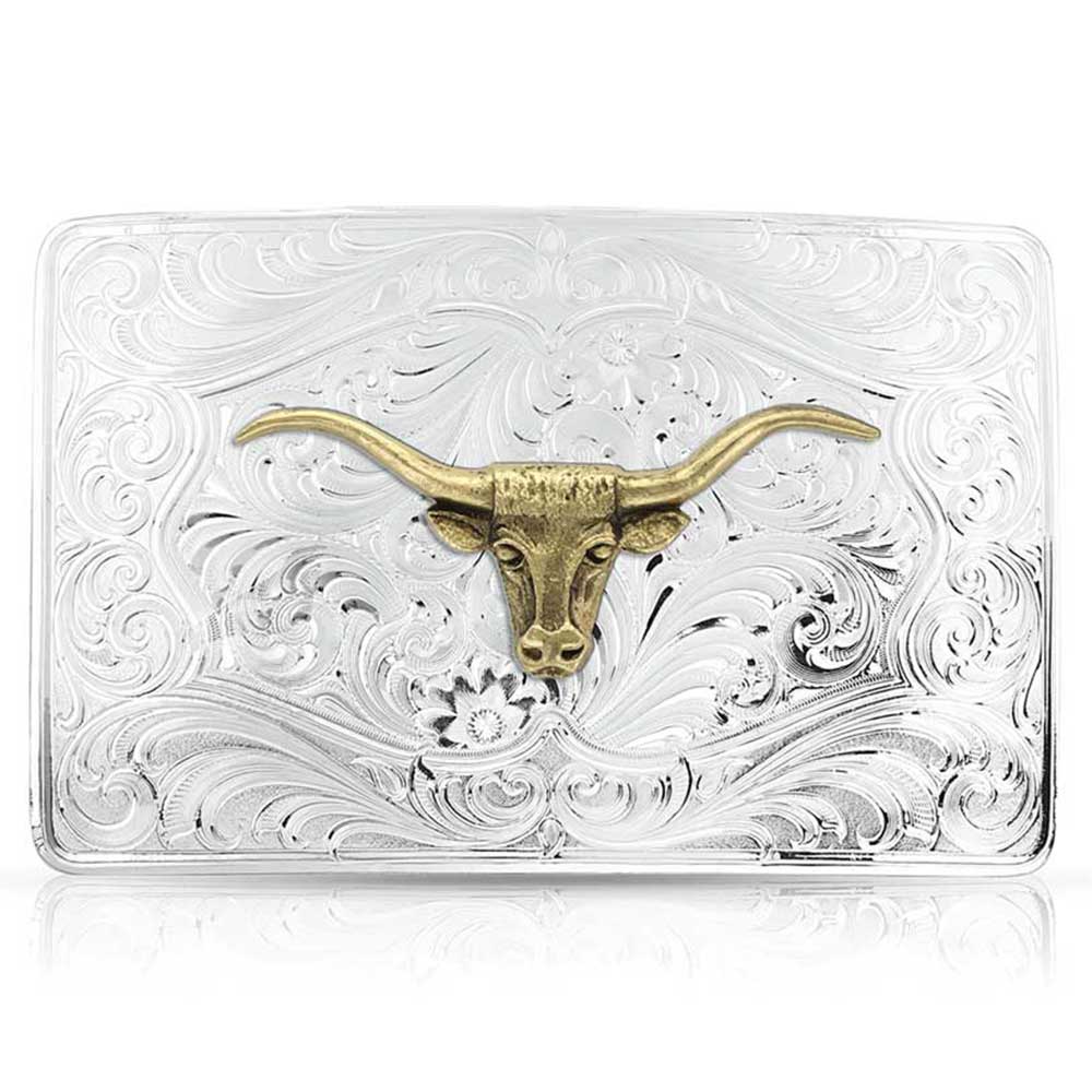 Montana Silversmiths Boucle emblématique de ceinture en argent de l’ouest Longhorn