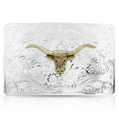 Montana Silversmiths Boucle emblématique de ceinture en argent de l’ouest Longhorn