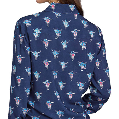 Roper Chemise western femme Five Star à imprimé crânes de vache