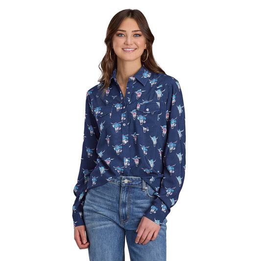 Roper Chemise western femme Five Star à imprimé crânes de vache