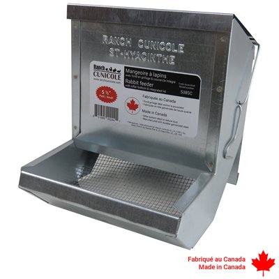 Mangeoire à lapins 5 ½" avec fond en grillage et couvercle intégré