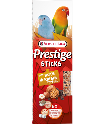 Versele Laga Prestige Sticks Petits Perroquets avec Noix & Garniture de Raisins 60g