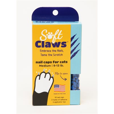 Soft Claws Capuchons à Ongles pour Chats Moyens Bleu