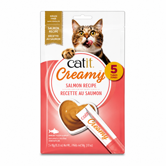 Catit Creamy Régals crémeux, Saumon, paquet de 5