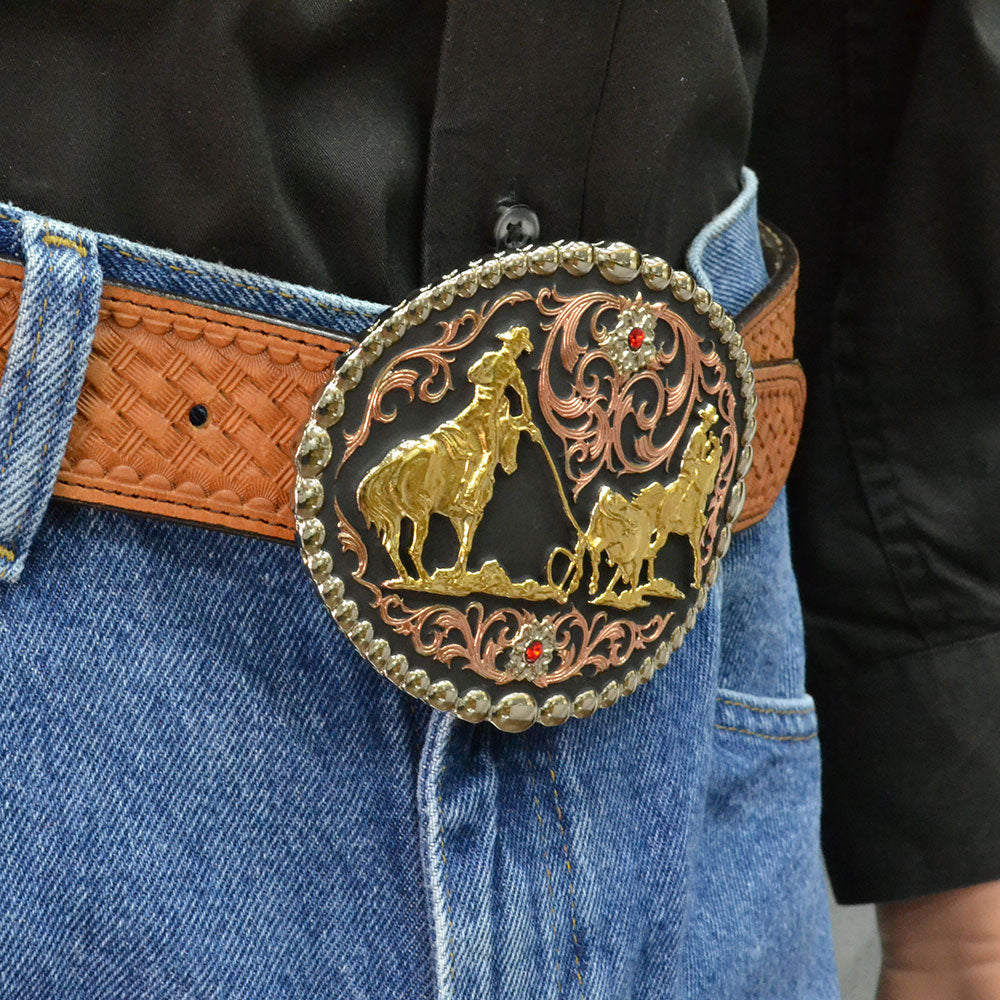 Montana Silversmiths Boucle de ceinture Tri Color Team Roper Attitude