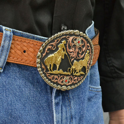 Montana Silversmiths Boucle de ceinture Tri Color Team Roper Attitude