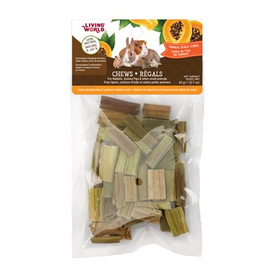 Régals à mâcher Living World pour petits animaux, cubes de tige de papaye, 20 g