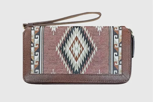 Wrangler Portefeuille femme avec motif aztèque et détails en cuir