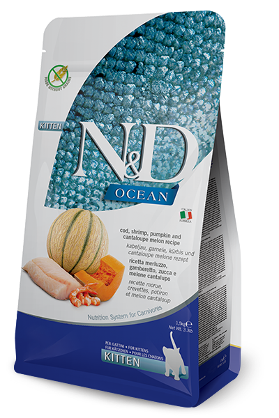 Farmina N&D Ocean Sans Grains Chaton Morue, Crevettes, Citro