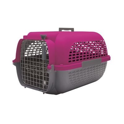 Cage Voyageur Dogit pour chiens, base anthracite avec dessus fuchsia, moyenne, L. 56,5 x l. 37,6 x H. 30,8 cm (22 x 14,8 x 12 po)