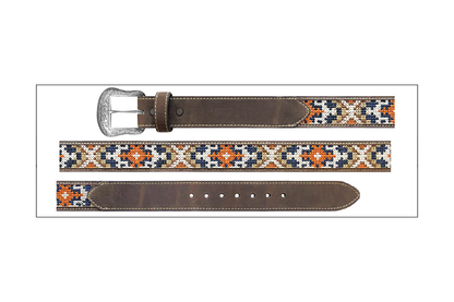 Wrangler Ceinture homme en cuir avec broderie – 38 mm