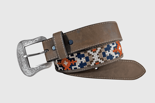 Wrangler Ceinture homme en cuir avec broderie – 38 mm