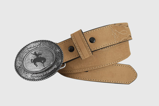 Wrangler Ceinture garçon en cuir Crazy Horse – 30 mm