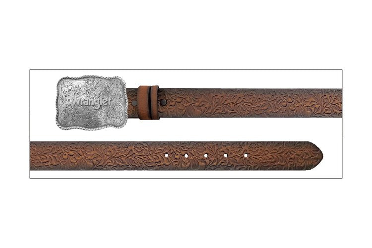 Wrangler Ceinture en cuir Bridle embossé floral – 38 mm