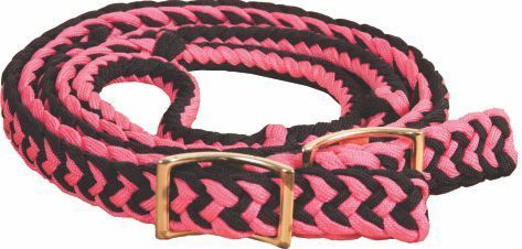 Rênes Tressées pour Barrel Racing – 3/4" x 8' Noir et Rose