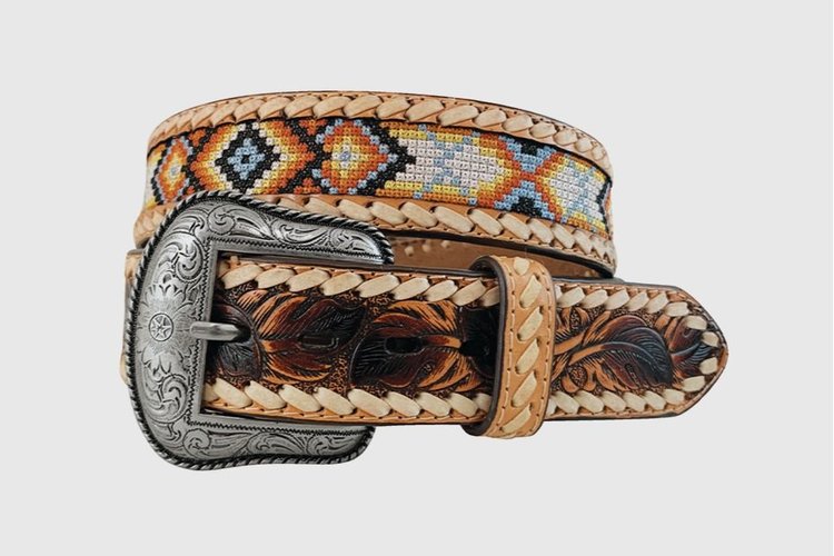Roper Ceinture avec incrustation brodée Aztec – 38 mm