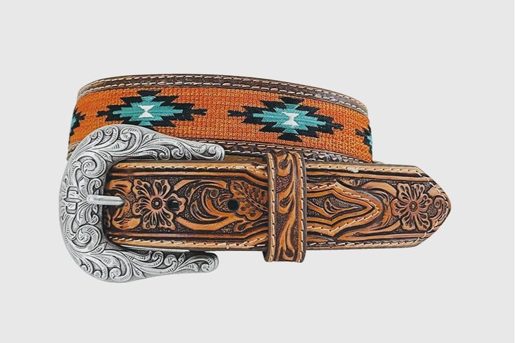 Stetson Ceinture western avec broderie Aztek – 38 mm