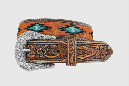 Stetson Ceinture western avec broderie Aztek – 38 mm