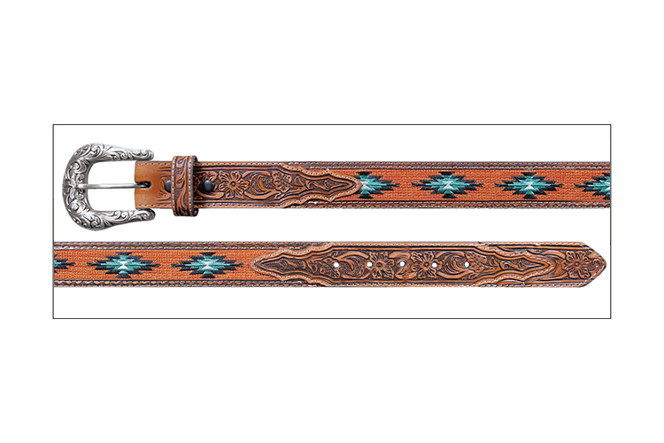 Stetson Ceinture western avec broderie Aztek – 38 mm