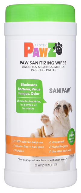 Pawz Protex Sanipaw – Hygiène parfaite pour les pattes : élimine bactéries, virus, champignons et odeurs