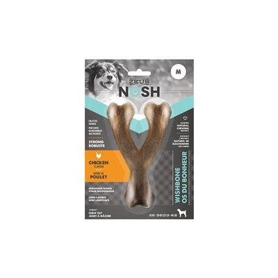 Jouet à mâchonner robuste NOSH Zeus en forme d’os du bonheur, arôme de poulet, moyen, 15 cm (6 po)