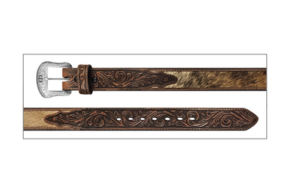 Stetson Ceinture western en cuir Top Grain et Hair-on-Hide – 38 mm