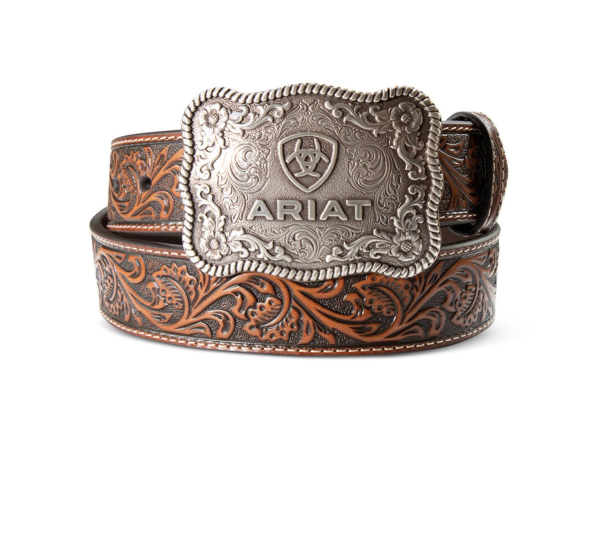 Ariat Ceinture western pour – 1 1/2 po, noir et tan, embossée florale
