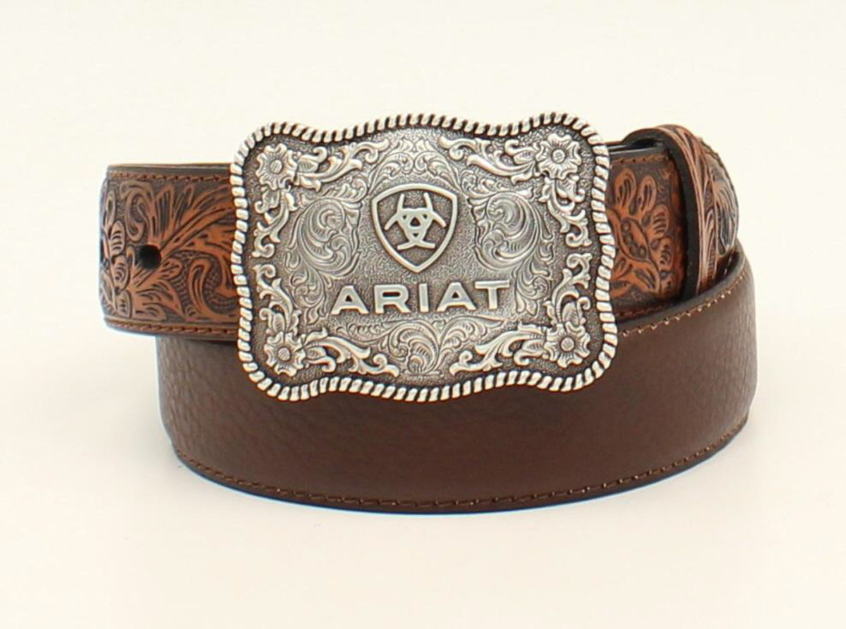 Ariat Ceinture western pour garçon – 1 1/4 po, brun vieilli